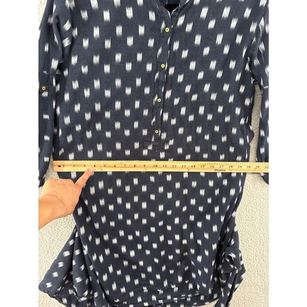 Ulla Johnson Corsica Dress Size 2 Navy Indigo Ikat Cotton Tie Waist Mini